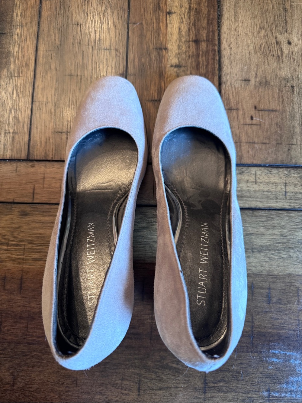 Stuart Weitzman Taupe Suede 3” Block Heel Pumps Size 8